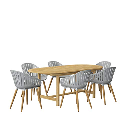 Amazonia Rangeley 7-Piece Outdoor Oval Extendable Dining Table Set | Certified Teak | Ideal For Patio And Indoors #TOP9