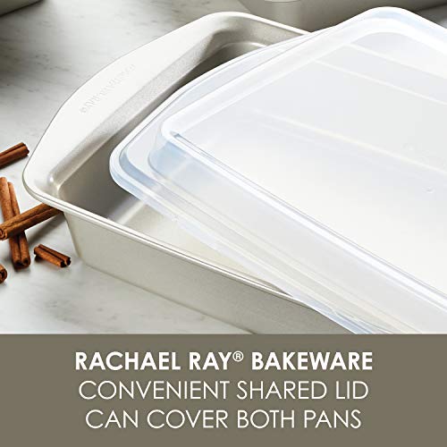 Rachael Ray Nonstick Bakeware Set Without Grips Includes Nonstick Baking Pan With Lid And Muffin Pan / Cupcake Pan - 3 Piece, Silver #TOP1