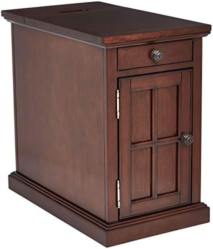 Ball & Cast Traditional End Table with Charging Station Chair Side Table with USB Ports & Outlets, Dark Brown