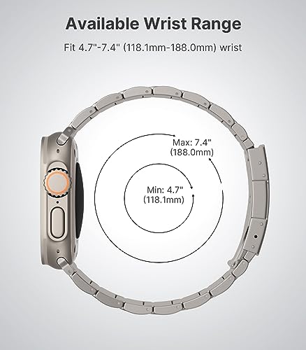 Image of MoKo Upgraded Titanium Watch Band, Compatible with Apple Watch Ultra 3 / Ultra 49mm, Replacement Strap for iWatch 46mm /45mm /44mm /42mm, Metal Band for Series 11 /10 /9 /8 /7 /6 /5 /4 /3 /2 /1 /SE3 /SE2 /SE
