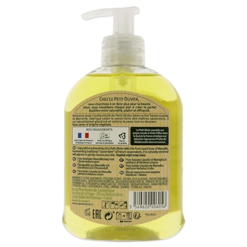 Pure Marseille Liquid Soap - Verbena Perfume by Le Petit Olivier for Women - 10.1 oz Soap
