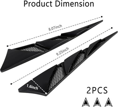 Image of Auto Decorative Air Flow Intake Scoop, Car Hood Simulation Air Vent Trim, 2 pc Vehicle Bonnet Vent Sticker Cover, Universal Automotive Exterior Accessories (Glossy Black)