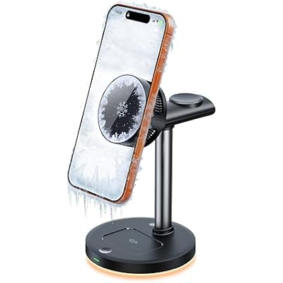 Qi2.2 Certified 25W Semiconductor Cooler Wireless Charger, 3 in 1 Charging Station with ice Block Silent Cooling Fan, Compatible with iPhone 171615141312, Apple Watch, AirPods Black