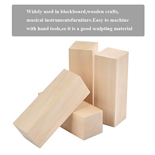 Wowoss 4 Pack Unfinished Basswood Carving Blocks Kit, Premium Kiln Dried Whittling Soft Wood Carving Block Hobby Set For Kids Adults Beginner To Expert #TOP2