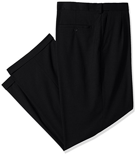 J.M. Haggar Men's Big and Tall Premium Stretch Classic Fit Pleat Front Pant, Black, 46Wx30L