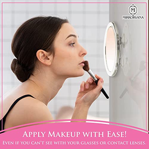 Mirrorvana 20X & 15X Magnifying Mirror Set Combo With 3 Suction Cups Each - Compact & Travel Ready - 6-Inch And 4-Inch Wide #TOP6