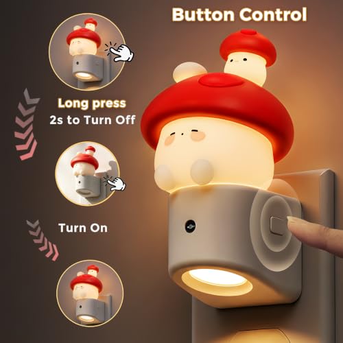 Image of L LOHAS LED Night Light for Kids,Mushroom Night Light,Color Changing | LED Night Light with Dusk to Dawn Sensor, Christmas, Birthday Gift Nightlight for Girls & Kids, Room Decor 2 Pack