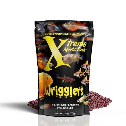 Xtreme Wrigglers - Krill-Based Live Fish Food Alternative - Vibrant Colors Natural Protein Source Convenient Resealable Pouch - USA Farm Grown (4oz)