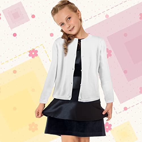 3 Pcs Girls Cardigan Sweater Cardigan Long Sleeve Kid Button Knit Sweater Girl Crew Neck Cardigans School Uniforms Cardigan, 4-6 Years Old, 3 Colors #TOP3
