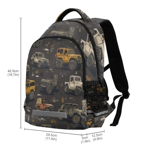 Brown Car Kid's Elementary Middle School Backpack for Son Daughter, Age 6-12 Back to School Backpack Bookbag Schoolbag for Boys Girls3