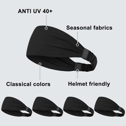 Image of AWUMBUK Sports Headbands for Men, Sweat Bands Headbands Men Absorbent Head Band Stretchy Sweatbands 5 Pack Hair Band Workout Football Running Cycling Fitness (Dark Blue)