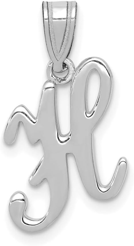 14K White Gold Script Letter Alphabet Initial Pendant