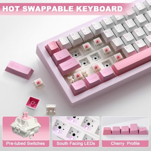 YUNZII IF68 Wireless Mechanical Keyboard (Pink,Candy Switch) — view 6