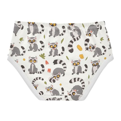 Wusikd Cute Lemur Print Girls' Underwear Cotton Girls Briefs Soft Toddler Underwear 2T2