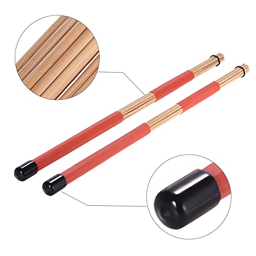 Set de Baquetas de Bambú con Cepillos para Batería y Bolsa de Almacenamiento para Jazz y Folk miniatura 4