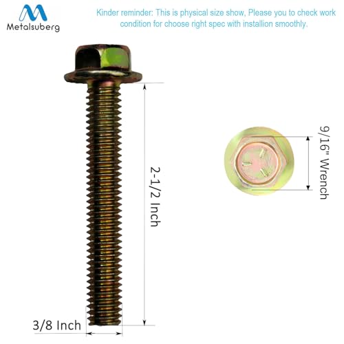 Image of 3 /8 inch x 2-1 /2 inch Flanged Hex Toothed Bolt by Color Zinc Plated, Alloy Steel,Grade 5.(10pcs Pack) by Metalsuberg