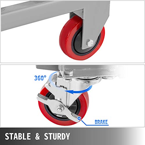 BestEquip Hydraulic Scissor 500LBS Capacity, Cart Lift Table Cart 28.5-Inch Lifting Height, Manual Scissor Lift Table w/ 4 Wheels and Foot Pump, Elevating Hydraulic Cart for Material Handling, in Grey