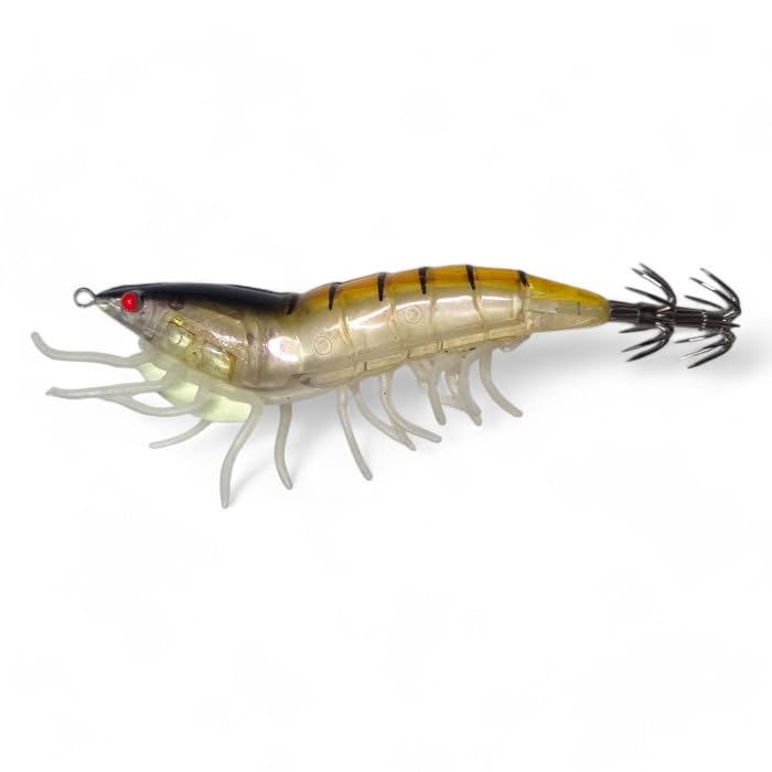 Squid Fishing Lure Prawn Shrimp | With Rattle Luminous Legs | 11.5cm / 22g| FISHIN ADDICT (AYE GHOST)