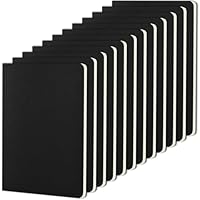 ZCZN Notizbuch A5 blanko, 12 Stück schwarze Kraft Cover Notizheft mit 30 Blatt, Heft für Büro und Schule