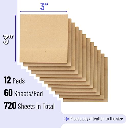 Mr. Pen- Kraft Sticky Notes, 3”X3”, 12 Pads, Kraft Paper Sticky Notes, Sticky Note Pads, Self-Stick Note Pads, Brown Sticky Notes, Craft Paper Sticky Notes, 3X3 Sticky Notes #TOP1