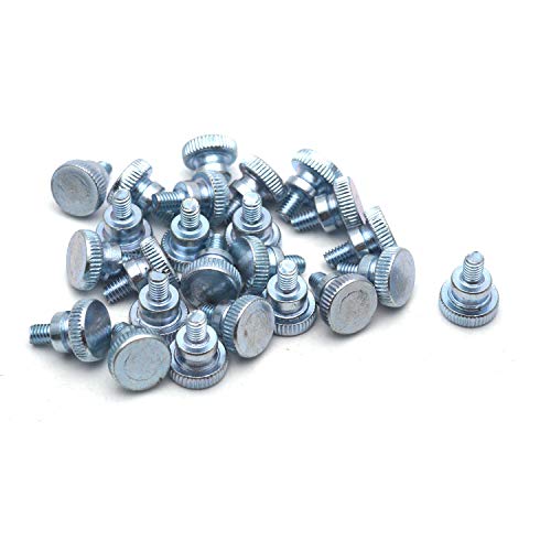 Antrader 24Pcs GB834 M4x6mm Zinc Plated Carbon Steel Flat Knurling Head Knurled Thumb Screw Hand Tighten Curtain Wall Glass Lock Mechanical Equipment Screws