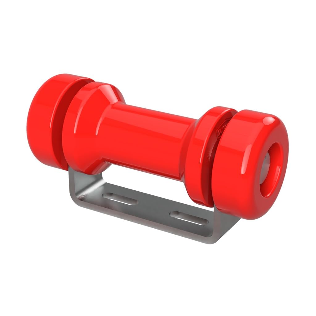 Rullo per Chiglia in Poliuretano con Supporto incl. Tappi di Chiusura rimorchio per Barca a Forma di Rocchetto zincato 125 mm (+ EC)