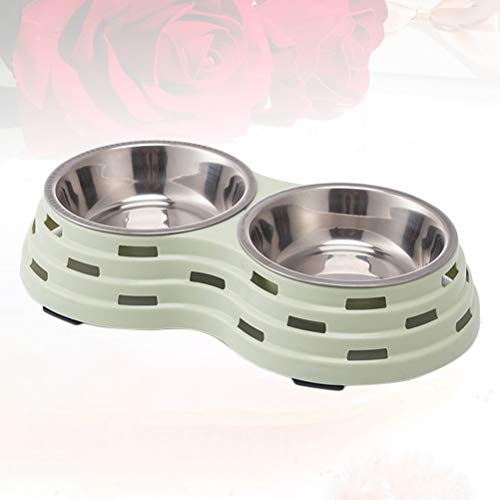 Pet Tigela de comida de aço inoxidável Prática Tigela Dupla Tigela de Comer Durável Comedouro de Águ