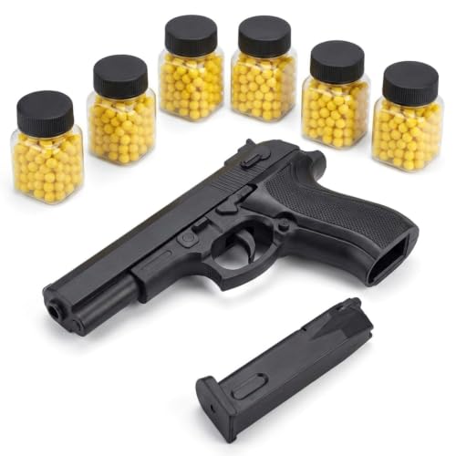 Image of Velinor Toy Gun Airsoft Pistol for Kids 6-12, Spring Action Plastic Toy Gun with 200 Yellow BB Pellets, Detachable Magazine, Lightweight Safe Pretend Play Gift for Boys and Girls