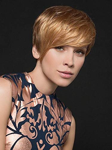 Point Wig Color Hot Aubergine Mix - Ellen Wille Wigs 4.5" Short Asymmetrical Cut Cropped Synthetic Monofilament Crowne Average Cap Sharp Bangs Natural Hairline Peluca Bundle MaxWigs Hairloss Booklet