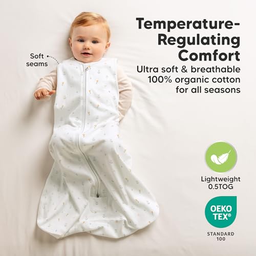 Image of 2-Pack Baby Sleep Sacks, Zipper Wearable Blanket - 100% Organic Cotton 0.5TOG, Soft Lightweight Toddler Sleeping Sack 6-12 months, Easy to Wear Newborn Swaddles Sleepsack (Wildflowers, M)