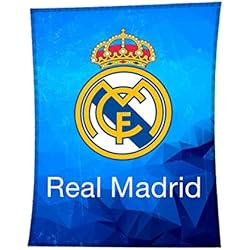 Tejidos Madrid Cortinas Asditex Manta Rachel Real Madrid 130x170 - Manta de Viaje - Estampado Fondo Azul con el Escudo del Madrid
