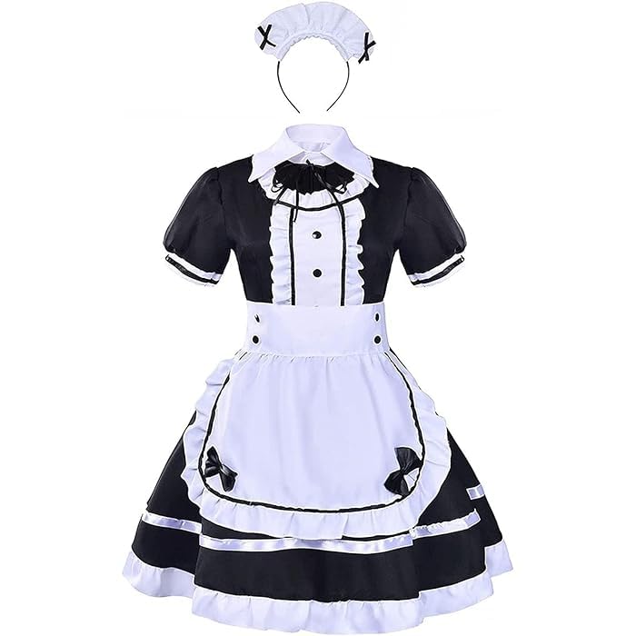 GenericLAFIESTA Lolita Maid Costume for Girls – Japanese Maid Costume for Girls – Black White Halloween Costume for Girls – Lolita Maid Halloween Outfit for Girls