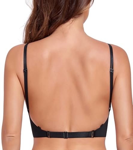 Image of Lemorosy Backless Push Up Bra Low Back Multiway Convertible Deep Plunge Underwire for Support