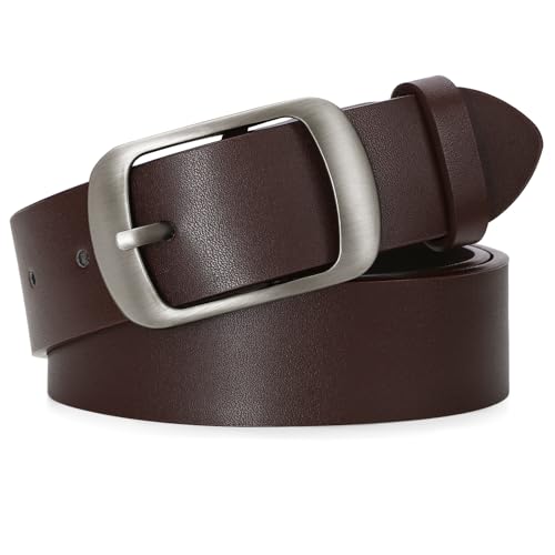 Lista de Cinturones Dama Top 5. 49 SUOSDEY Cinturón Mujer de Color Café Para Jeans, Vestidos y Pantalones, Cinturón De Cuero Para Damas Con Hebilla Elegante, 3.3cm