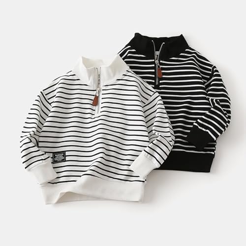 Kids Boys Girls Turtleneck Striped Quarter Zips Sweater Fashion Long Sleeve Knit Pullover Sweaters Tops Soft Aesthetic Tops2