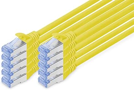 DIGITUS Kabel LAN Cat 5e - 3 m - 10 sztuk - kabel sieciowy RJ45 - ekranowany SF/UTP - kompatybilny z Cat-6 i Cat-6A - żółty