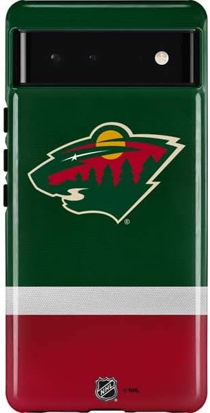 Skinit Pro Phone Case Compatible with Google Pixel 6 - Officially Licensed NHL Minnesota Wild Black Background Design