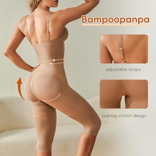 Image of Tummy Control Bodysuits Full Body Suit Shapewear One Piece Capri Jumpsuits for Women