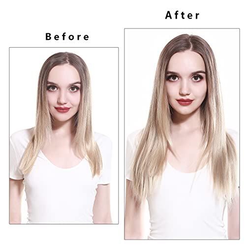Image of SARLA Invisible Wire Hair Extensions Black Straight Long Synthetic Hairpieces for Women 22 Inch Adjustable Headband Heat Resistant Fiber No Clip