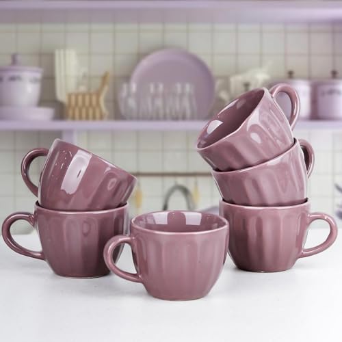 Image of The Earth Store Magenta Frosted Cup Set of 6 for Tea, 150ML Each Microwave and Dishwasher Safe Coffee Cup Ideal for Daily Use & Gifting