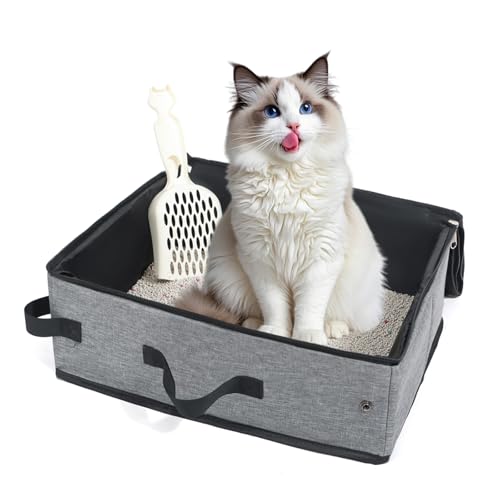 Bac à litière pliable pour chat portable imperméable avec couvercle