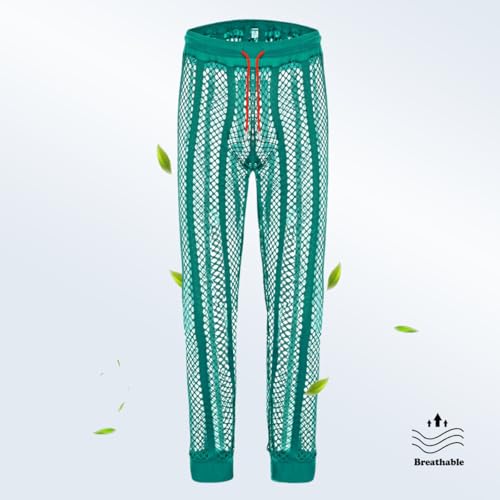 Men's Fishnet Pants Male See Through Bottoms Mesh Pants for Men3