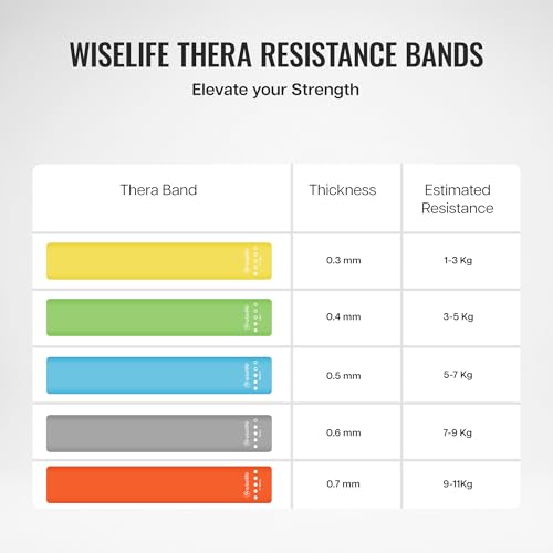 Image of Wiselife Professional Latex Resistance Thera Band 100% Natural Latex Resistance Band | for Warm Up,Stretching,Cardio,Strength Training,Home Fitness,Exercise,Gym Workout & Yoga (Blue)