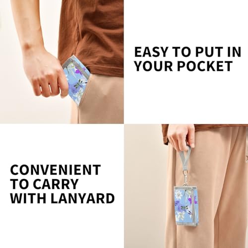 Flowers Dragonflies Blue Kids Wallet for Boys Girls Trifold Sport Outdoor Wallets for Children Youth Teen Wallet with Zippered Coin Pockets Card Holders Front Pocket Wallets with Magic Sticker 5