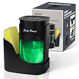 VITACHY Jabonera de Cocina. Dispensador de Jabón de Lavavajillas con una Mano. Dosificador de Gran Capacidad y Organizador para el Fregadero. Negro. Dish Soap Dispenser for Kitchen