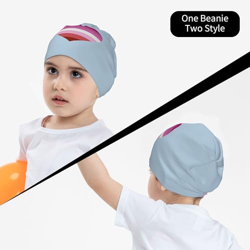 Lesbian Pride Heart Children Hip Hop Knitted Hat Kids Elastic Leisure Knit Cap Warm Sleep Beanies Black4