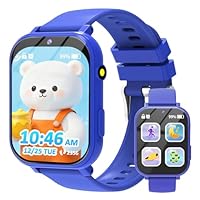clleylise Smart Watch for Kids Smart Watch for Boys Girls - 18 Games, 8W Camera, Step Counter & Sleep Monitor - (Ages 4-12+) with Touchscreen, 300mAh Battery & No Internet Required (Blue)