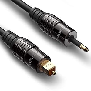 FosPower 1.8M Vergulde Toslink naar Mini Toslink Digitale Optische S/PDIF Audio Kabel met Metalen Connectors & Strain-Relief PVC Jacket