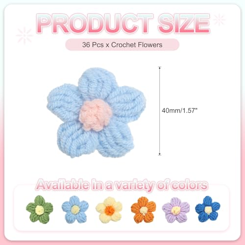 Patchs fleur crochet PATIKIL : applique fleurs tricotées vêtements