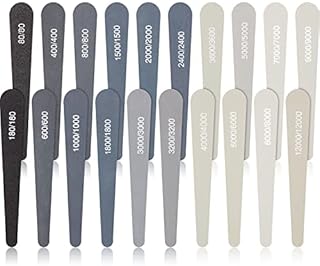 20 Pcs Honoson Sanding Sticks for Plastic Models Polishing Sticks Assorted Metal and Wood Sanding Tools Accessory for Model Craft Amateur Beginner(Low Grits and High Grits,Water Drop Style)